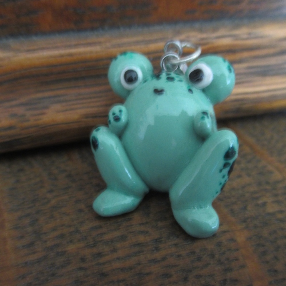 Handmade Polymer Clay Frog Charm